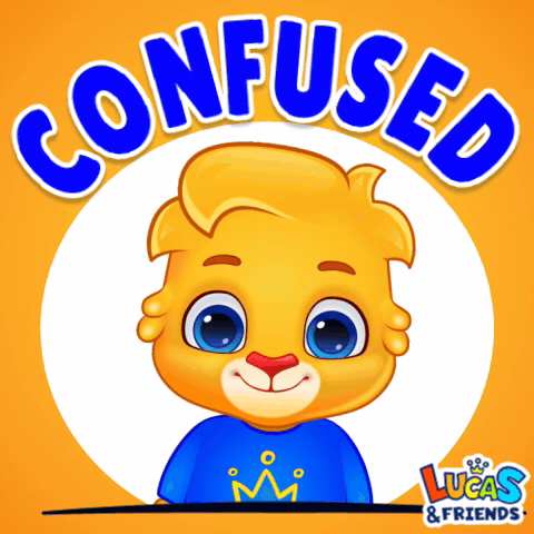 A Confused Lucas And Friends Logo With A Yellow Cartoon Character GIF