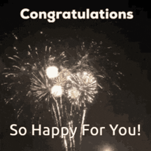 A Congratulations So Happy For You Card With Fireworks GIF
