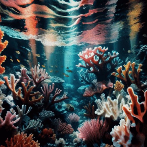 A Coral Reef With A Lot Of Corals And Fish GIF