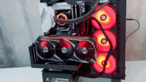 A Corsair Rm850 Power Supply Is Sitting On Top Of A Computer GIF