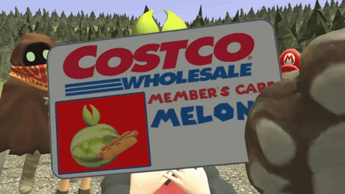 A Costco Wholesale Member 'S Card With A Watermelon On It GIF