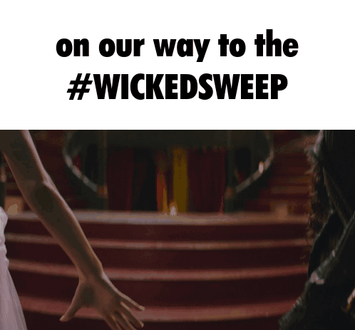 A Couple Holding Hands With The Words On Our Way To The #Wickedsweep Below Them GIF
