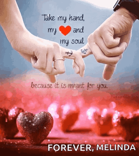 A Couple Holding Hands With The Words Take My Hand My Heart And My Soul GIF