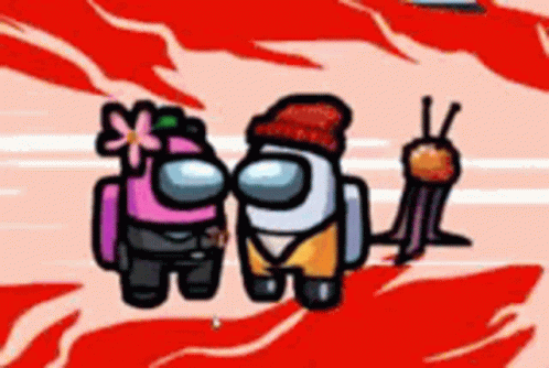 A Couple Of Among Us Characters Standing Next To Each Other . GIF