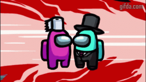 A Couple Of Among Us Characters Standing Next To Each Other With Gifda.com In The Bottom Right Corner GIF