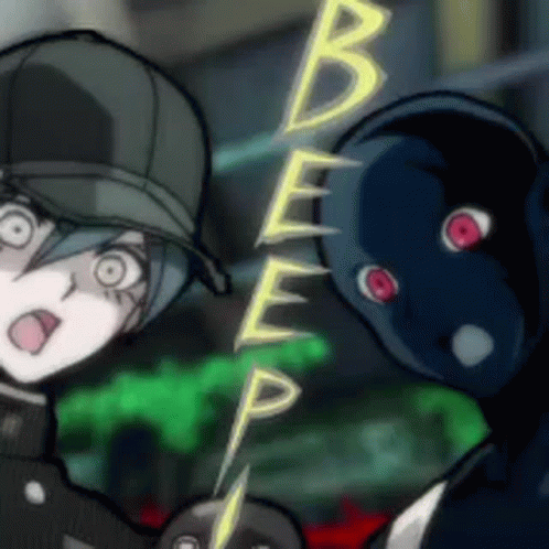 A Couple Of Anime Characters Are Standing Next To Each Other With A Lightning Bolt Coming Out Of Their Mouths . GIF