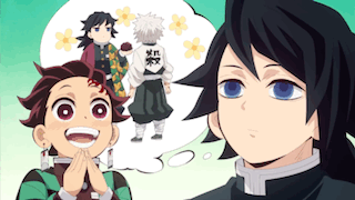 A Couple Of Anime Characters Are Standing Next To Each Other With A Speech Bubble In The Middle . GIF