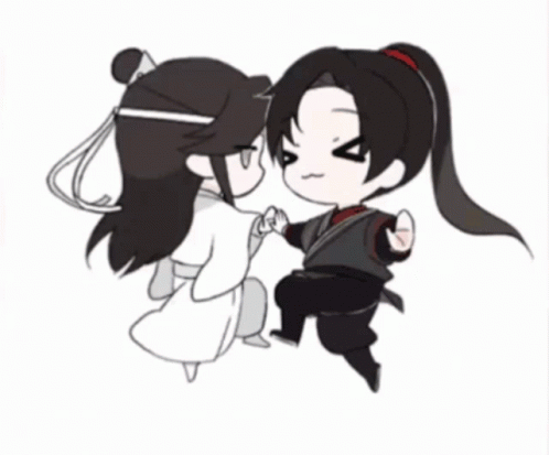 A Couple Of Anime Characters Holding Hands With A Heart In The Background GIF