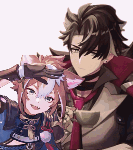A Couple Of Anime Characters One With A Cat Ear GIF