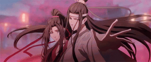 A Couple Of Anime Characters Standing Next To Each Other . GIF