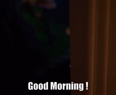 A Couple Of Anime Characters Standing Next To Each Other With The Words Good Morning Written On The Bottom GIF