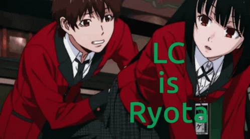 A Couple Of Anime Characters With The Words Lc Is Ryota In Green Letters GIF