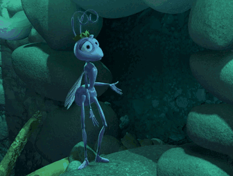 A Couple Of Ants Standing Next To Each Other With The Words " Love You " On The Bottom GIF