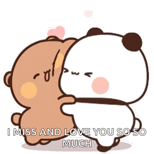 A Couple Of Bears Hugging Each Other With The Words `` I Miss And Love You So Much '' GIF
