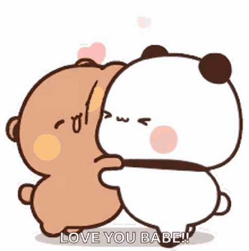 Bears Hugging With Love You Babe Text GIF