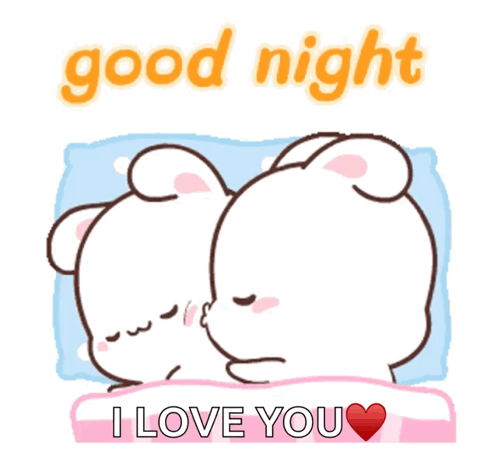 A Couple Of Bears Laying In Bed With The Words Good Night I Love You GIF