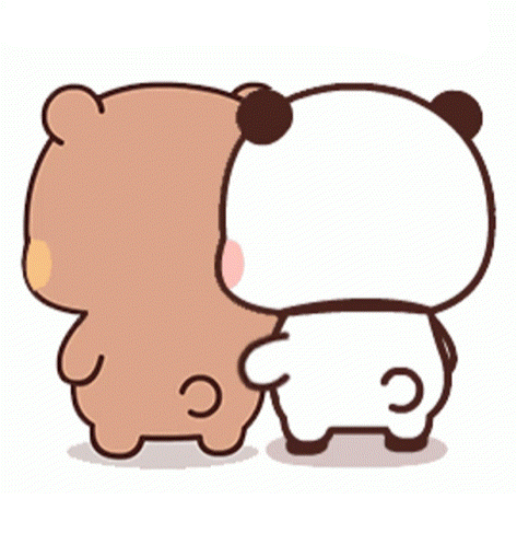 A Couple Of Bears Standing Next To Each Other . GIF