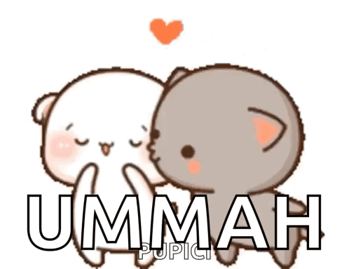 A Couple Of Cartoon Cats Standing Next To Each Other With The Word Ummah On The Bottom . GIF