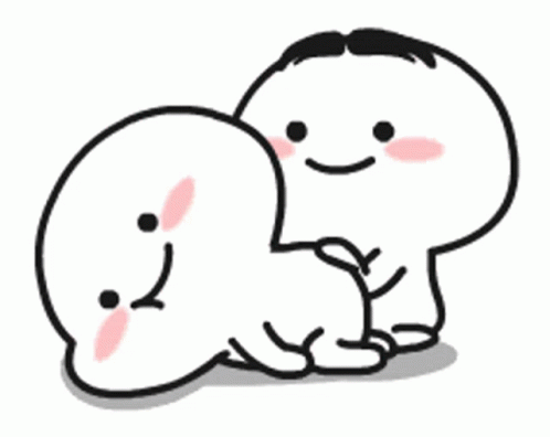 A Couple Of Cartoon Characters Are Hugging Each Other And One Of Them Has A Smile On His Face . GIF