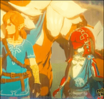 A Couple Of Cartoon Characters Are Standing Next To Each Other With A Pro Game Logo In The Corner GIF