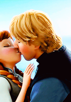 A Couple Of Cartoon Characters Kissing Each Other With Their Eyes Closed GIF