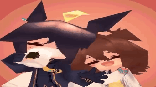 A Couple Of Cartoon Characters Laying Next To Each Other On A Red Background GIF