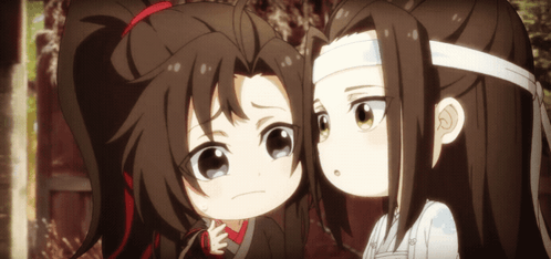 A Couple Of Cartoon Characters Looking At Each Other GIF