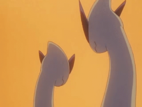 A Couple Of Cartoon Characters Looking At Each Other With Their Mouths Open GIF
