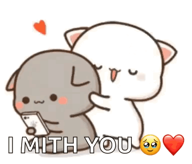 A Couple Of Cartoon Characters Standing Next To Each Other With The Words `` I With You '' Written On It . GIF