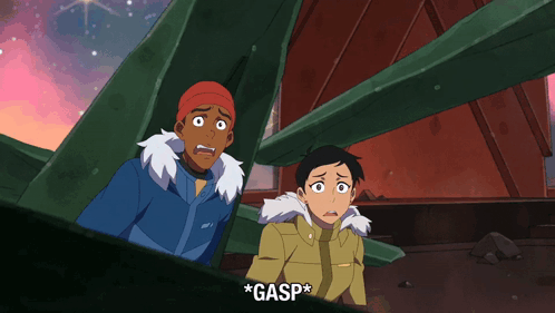 A Couple Of Cartoon Characters With The Word Gasp On The Bottom Right GIF