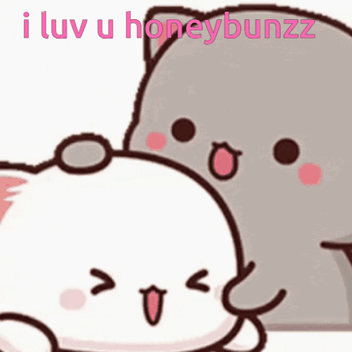 A Couple Of Cartoon Characters With The Words I Luv U Honeybunzz On Top GIF
