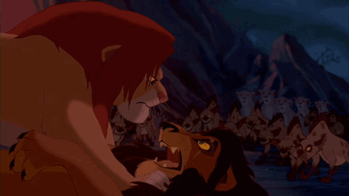 A Couple Of Cartoon Lioness With Their Mouths Open GIF