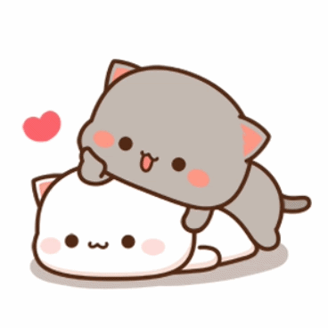 a couple of cats are laying on top of each other with a heart in the background .