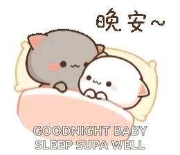 Cats Laying On Bed Saying Goodnight Baby Sleep Supa Well GIF