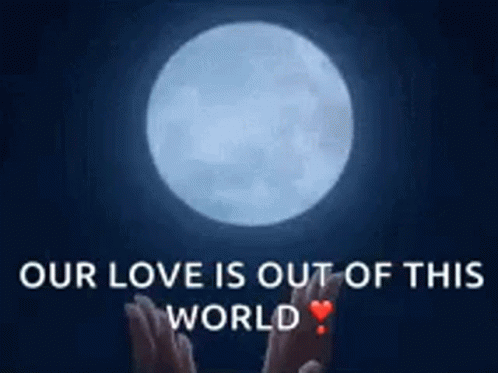 A Couple Of Hands Reaching Out Towards A Full Moon . GIF