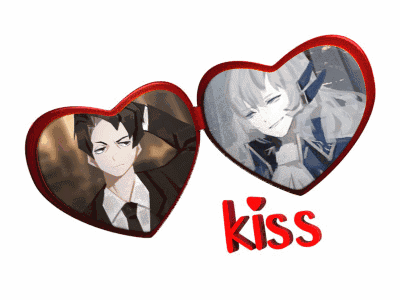 Heart Shaped Frames With Kiss GIF
