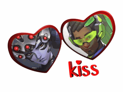 A Couple Of Heart Shaped Sunglasses With The Word Kiss On The Bottom GIF