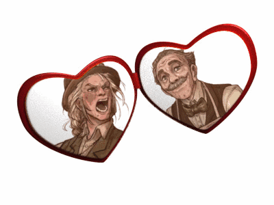 A Couple Of Hearts With A Man And A Woman In Them GIF