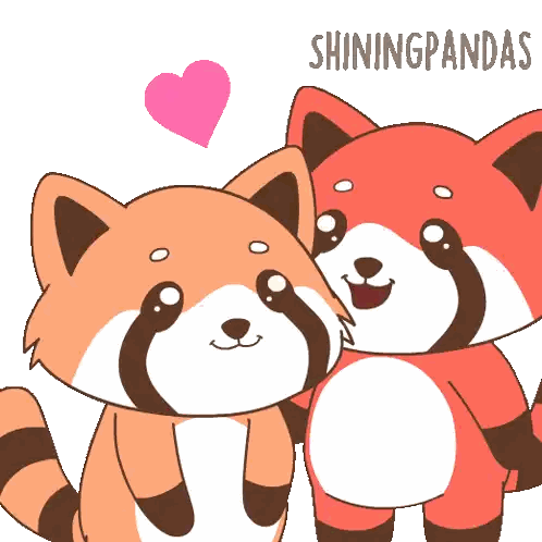 a couple of pandas standing next to each other with the words shiningpandas written above them