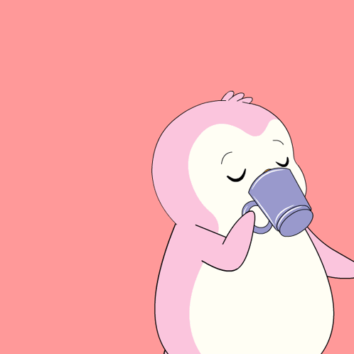 A Couple Of Penguins Are Standing Next To Each Other With The Words Good Morning GIF