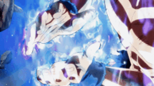 A Couple Of People Are Swimming In A Pool With A Purple Background GIF