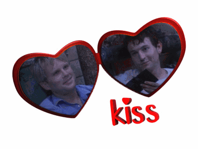 Red Hearts With Kiss Text GIF