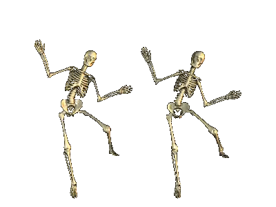 a couple of skeletons dancing with their arms outstretched