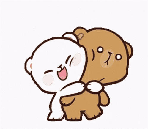 A Couple Of Teddy Bears Are Hugging Each Other . GIF