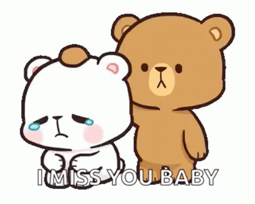 A Couple Of Teddy Bears Are Standing Next To Each Other And One Is Crying . GIF