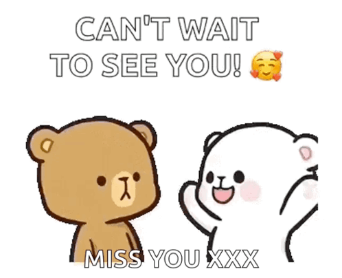 A Couple Of Teddy Bears Are Standing Next To Each Other And Talking . GIF