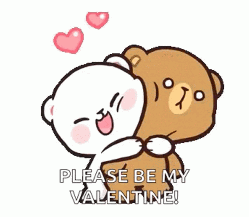 Teddy Bears Hugging Saying Please Be My Valentine GIF