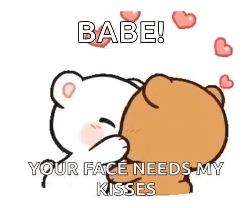 A Couple Of Teddy Bears Hugging Each Other With Hearts Coming Out Of Their Heads . GIF