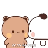 A Couple Of Teddy Bears Kissing Each Other And Saying `` Good Morning '' . GIF