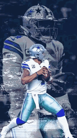 A Cowboys Football Player Is Holding A Ball In His Hand GIF